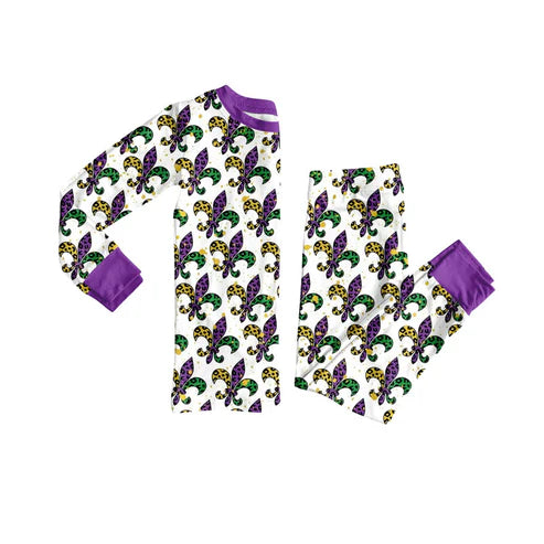 9.22 BLP1293 Baby Boys Mardigras Anchors Checked Top Pants Pajamas Sets Preorder