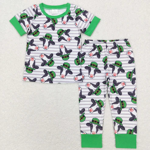9.15 BSPO0279 St. Patrick's Day hat cow striped green short-sleeved trousers