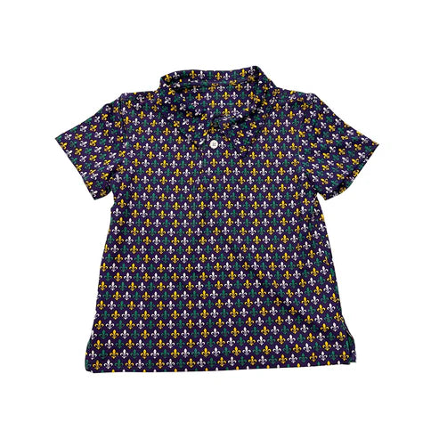 9.20 BT1356 Baby Boys Purple Green Yellow Anchors Mardigras Button Polo Shirts Top Preorder