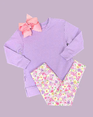 9.22 GLP2874 Baby Girls Lavender Shirts Top Floral Leggings Clothes Sets Preorder