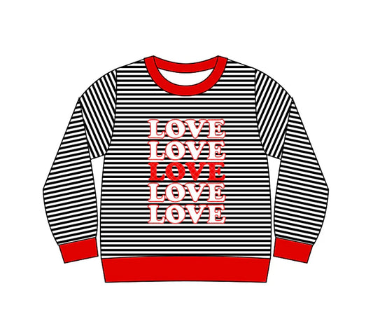 9.25 GT1237 Baby Girls Long Sleeve Black Stripe Love Valentine Tee Shirts Top Preorder