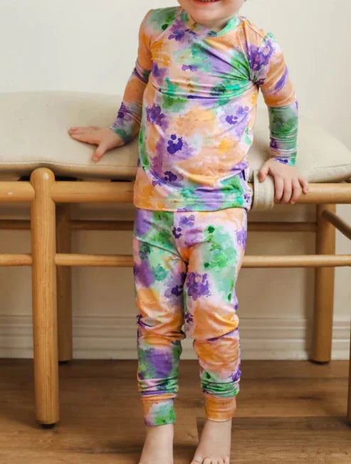 9.22 BLP1294 Baby Boys Mardigras Camo Print Top Pants Pajamas Sets Preorder