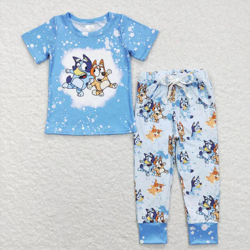 9.16 BSPO0222 Boys Blue Short Sleeve Pants Suit