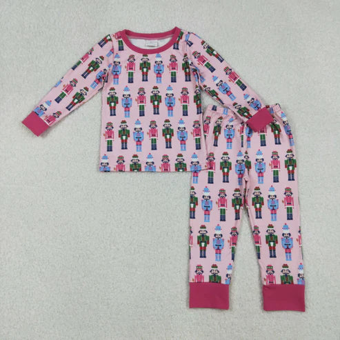 9.24 GLP2747 Baby Girls Colorful Soldiers Plaid Top Pant Pajamas Set