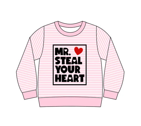 9.23 GT1236 Baby Girls Long Sleeve Pink Stripe Heart Valentine Tee Shirts Top Preorder
