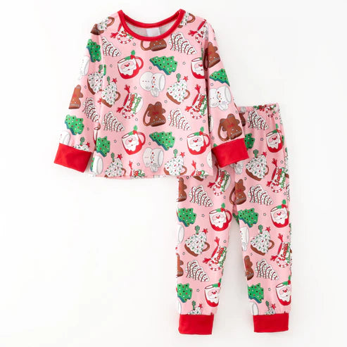 9.22 GLP2879 Baby Girls Santa Trees Top Bell Bottom Pants Christmas Clothes Sets Preorder