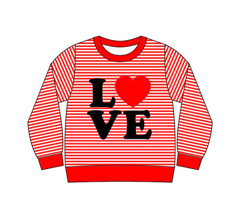 9.23 GT1235 Baby Girls Long Sleeve Red Stripe Love Heart Valentine Tee Shirts Top Preorder
