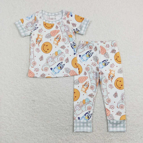 9.15 BSPO0301 Carrot Truck Plaid Green Short Sleeve Pants Suit