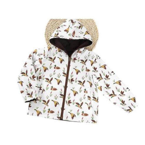 9.22 BT1369 Baby Boys Western Ducks Checked Pockets Zipper Hoodies Top Preorder
