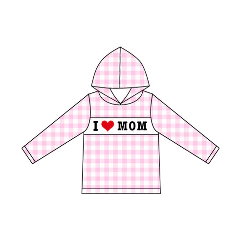 9.22 GT1228 Baby Girls Pink Checked I Love Mom Hoodie Top Preorder
