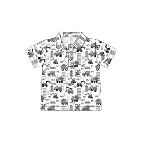 9.22 BT1366 Baby Boys Short Sleeve Houses Excavators Button Polo Shirts Top Preorder