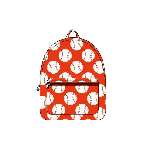 9.19   BA0376 Baby Kids Orange Baseballs Team Zipper School Back Bags Preorder
