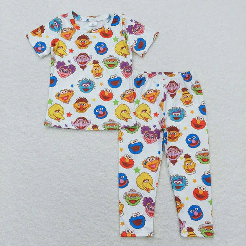 9.15 BSPO0332 Cartoon Stars White short-sleeved trousers pajama set