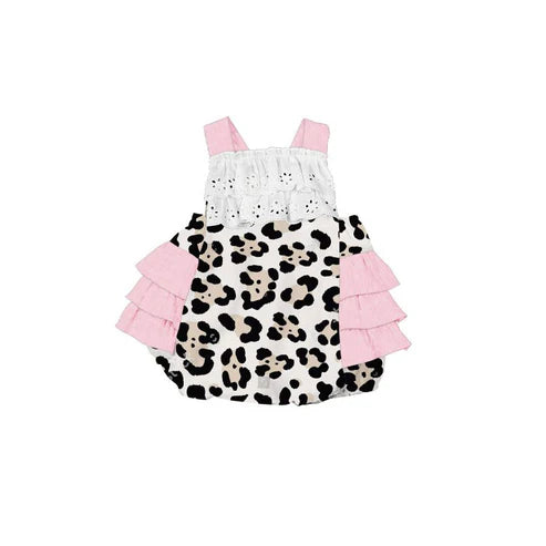 9.20 SR3216 Baby Girls Strap Leopard Bobble Easter Ruffle Rompers Preorder