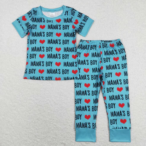 9.15 BSPO0168MAMA`S BOY cyan short-sleeved trousers suit