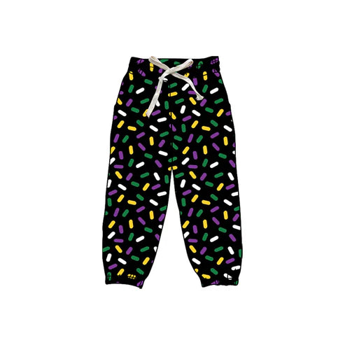 9.18  P0843 Baby Girls Mardi Gras Sprinkles Yoga Jogger Pants Preorder