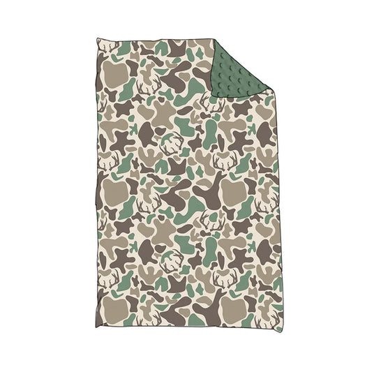 9.25 BL0226 Baby Kids Green Khaki Deer Camo Western Blankets Preorder