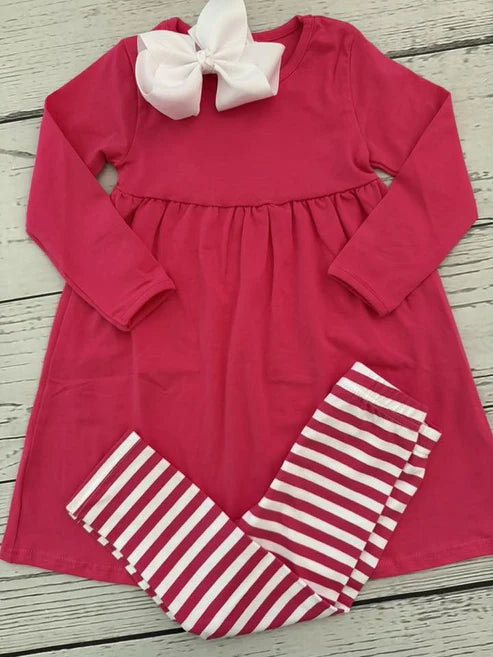 9.20 GLP2863 Baby Girls Watermelon Long Sleeve Tunic Stripe Leggings Clothes Sets Preorder