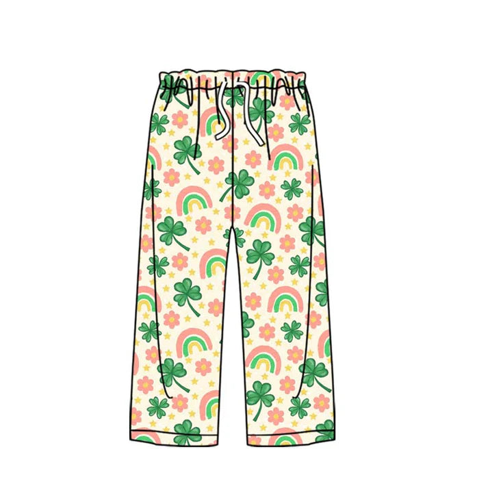 9.25 P0862 Adult Women Clovers Flowers St Patrick Pants With Belt Preorder
