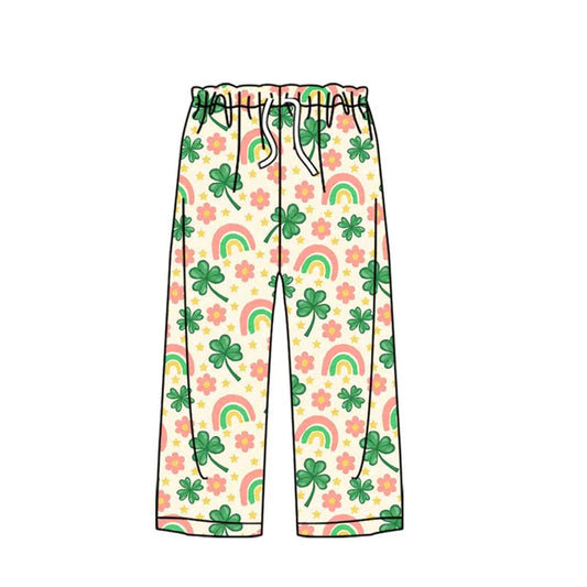 9.25 P0862 Adult Women Clovers Flowers St Patrick Pants With Belt Preorder