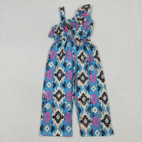 9.17 SR1977 Baby Girls Western Turquoise Aztec Straps Jumpsuit