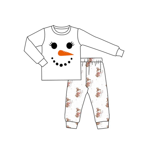 9.18 GLP2830 Baby Girls Snowmen Shirts Top Pants Christmas Pajamas Sets Preorder