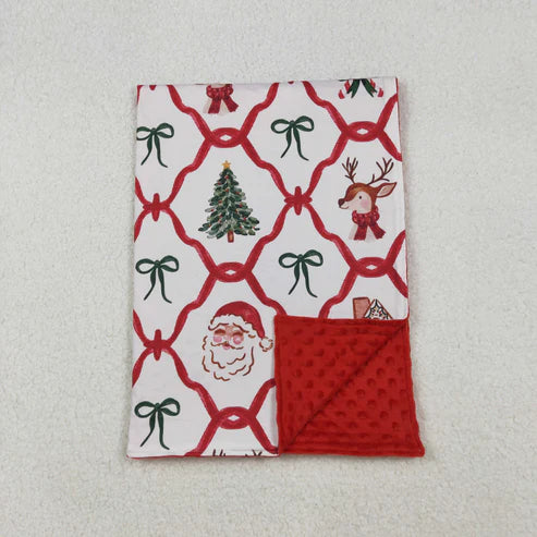 9.23 BL0219 Baby Kids Deer Santa Candy Cane Plaid Christmas Blanket