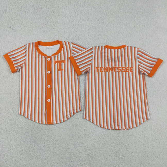 BT1747 Baby Boys Orange Stripe Tennessee Team Button T-shirts Top