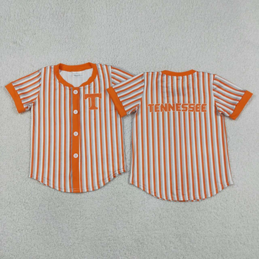 BT1747 Baby Boys Orange Stripe Tennessee Team Button T-shirts Top