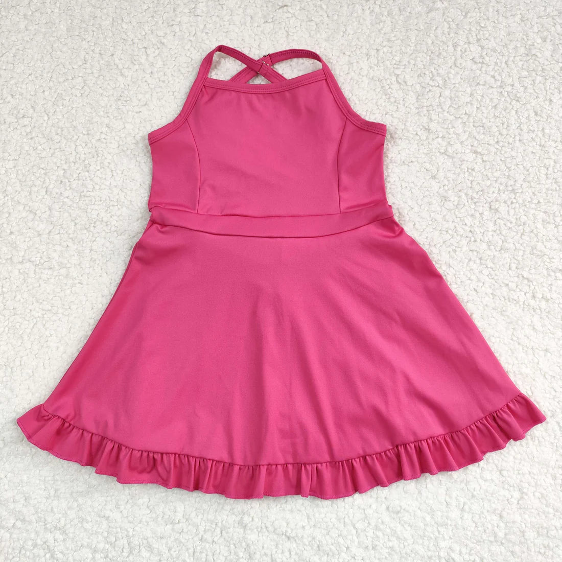 L-3.6 S0440 Solid rose red tracksuit dress swimsuit style