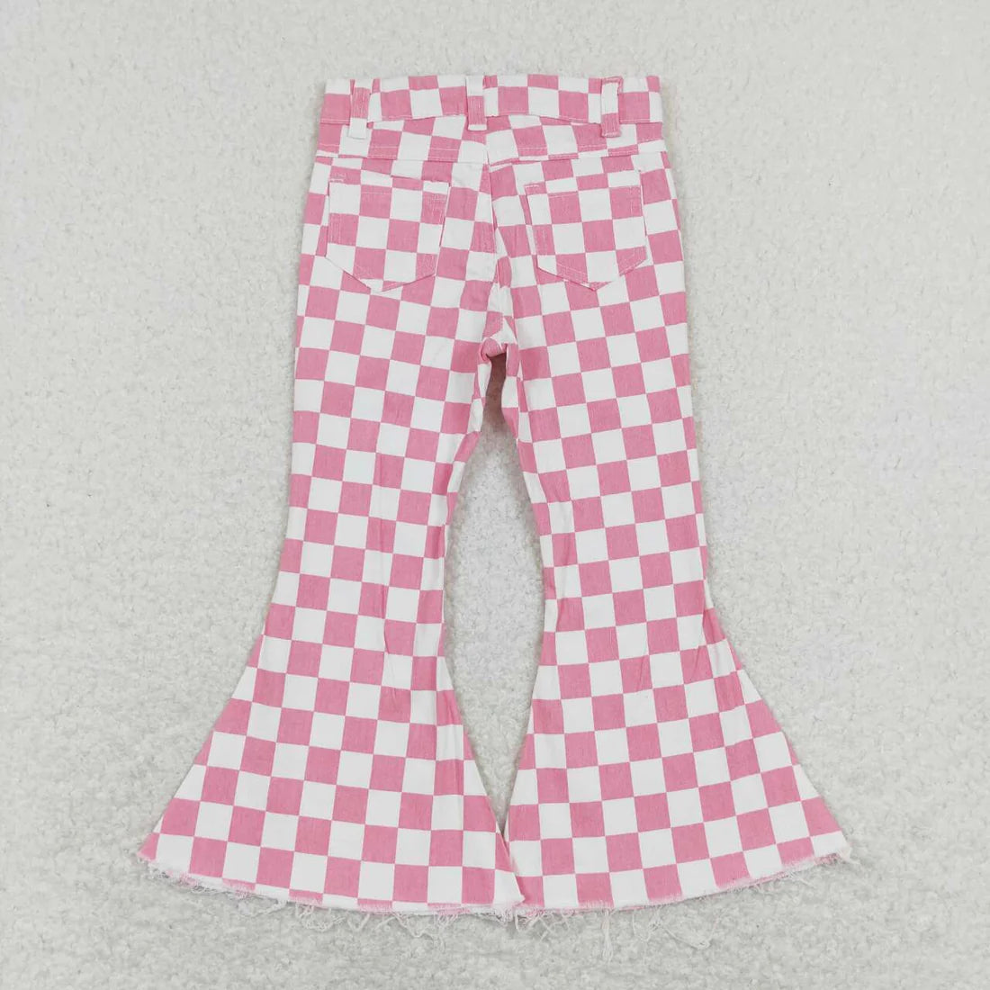 L-3.7  P0348 pink and white plaid denim trousers