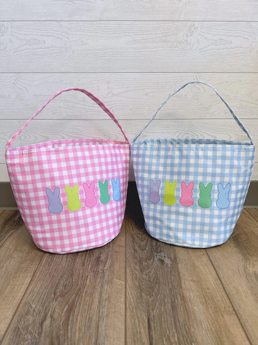 Baby Kids Easter Checkered Bunny Basket Bags