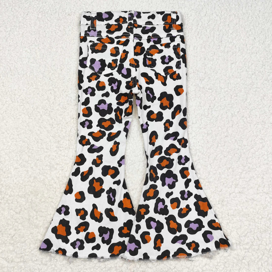 L-3.7  P0470 Orange-purple leopard print denim pants