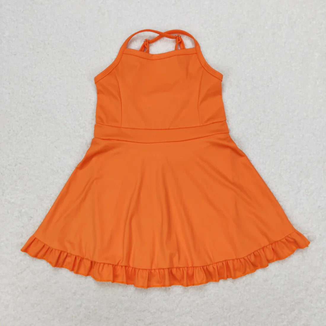 L-3.6 S0442 Solid Orange Sportswear Skirt Swimsuit