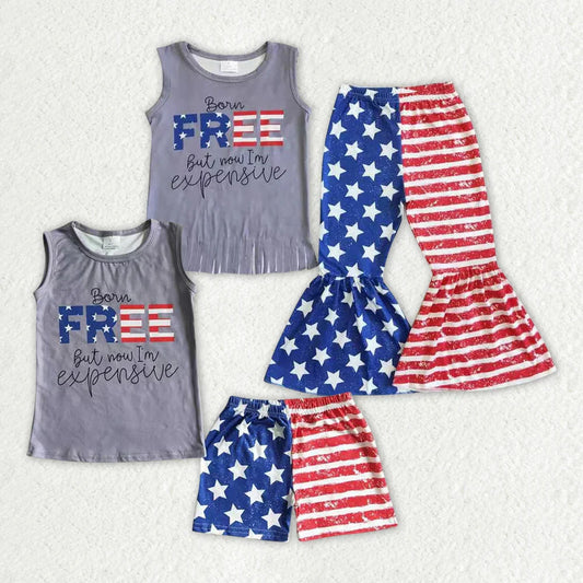 L-3.7 Sibling Baby Girls Boys 4th Of July Free Holiday Clothes Sets