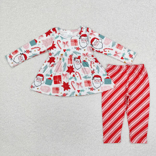 GLP1823 Baby Girls Christmas Santa Gifts Tunic Top Legging Clothes Set