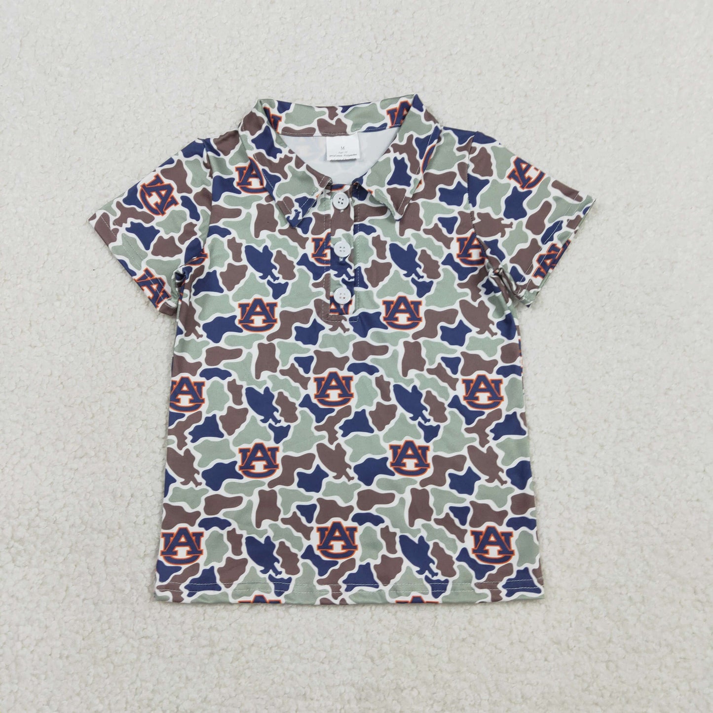 BT1694 Kids Baby Boy Short Sleeve Southern Camo AU Team Button Polo Shirts Top