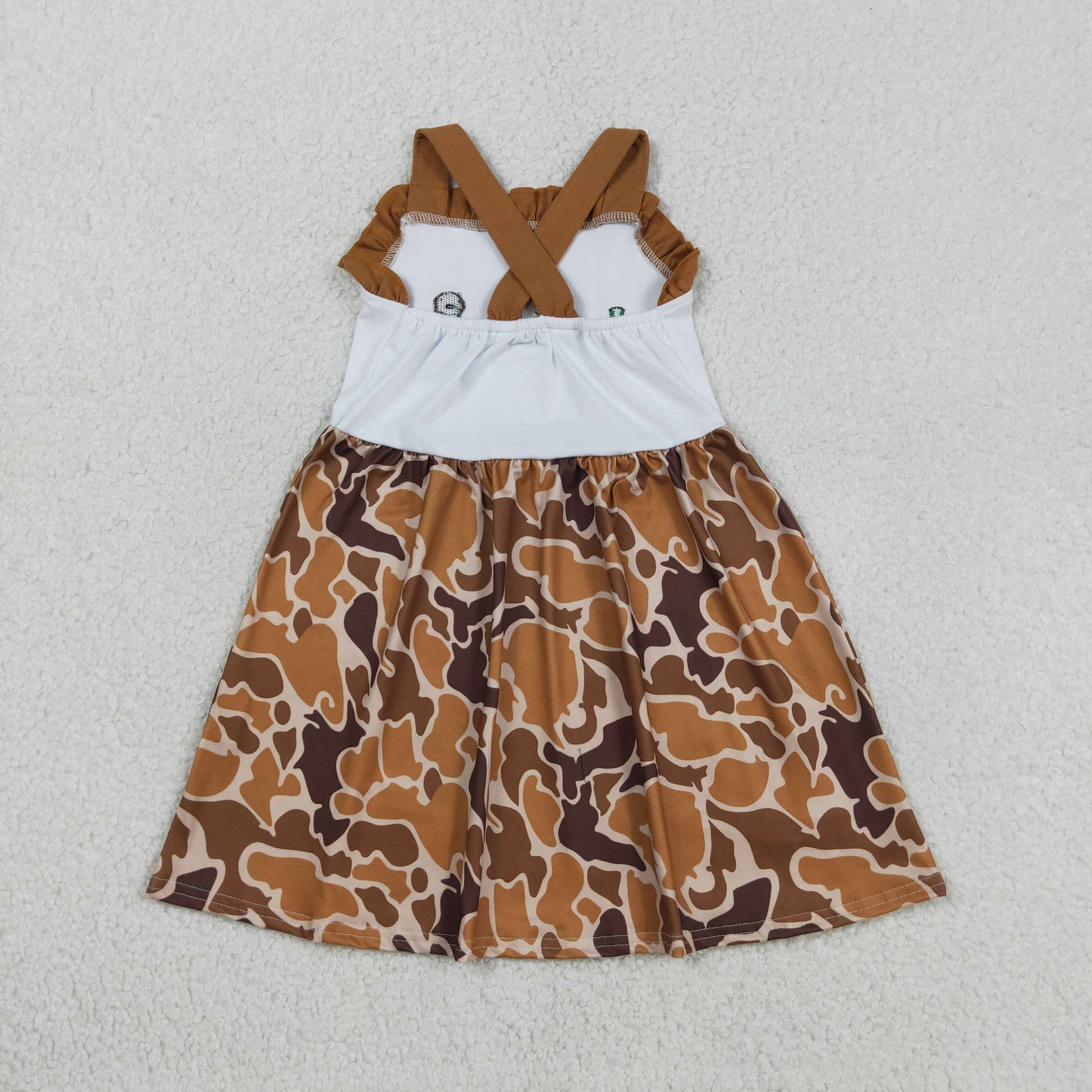 GSD1518 Kids Embroidery Duck Dogs Baby Girl Strap Camo Hunting Knee Length Dress