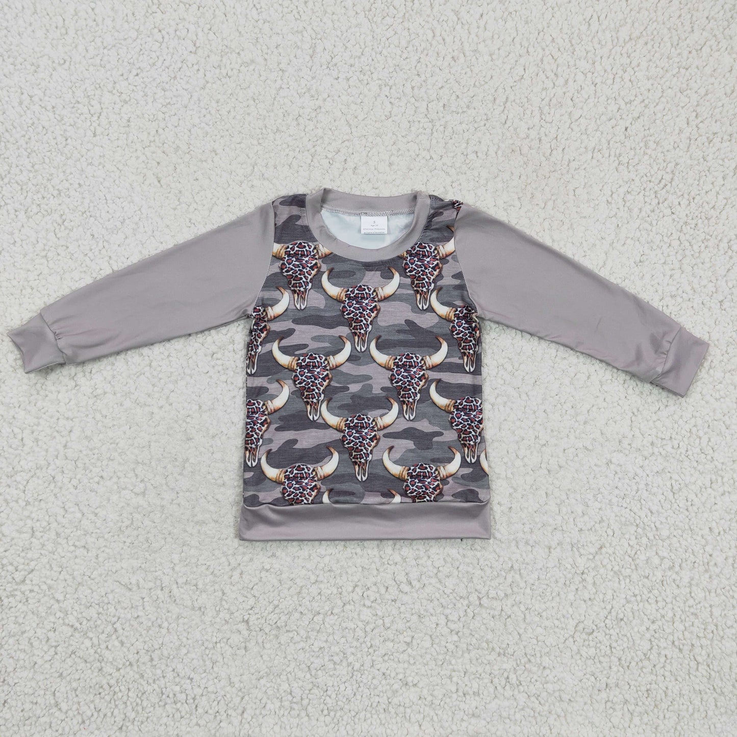 RTS NO MOQ（In Stock) BT0108 baby boy clothes cow head Long-Sleeve Top