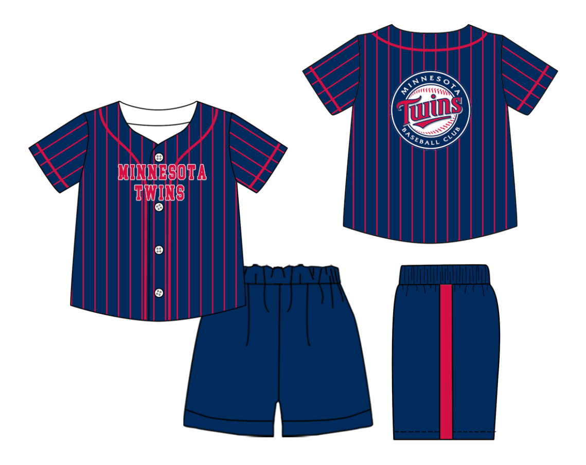 Custom Milk Silk Order MOQ:3 or 5 pcs Each Design Team State Kids Summer Navy Blue Short Sleeve Shorts Sets-26.1.20