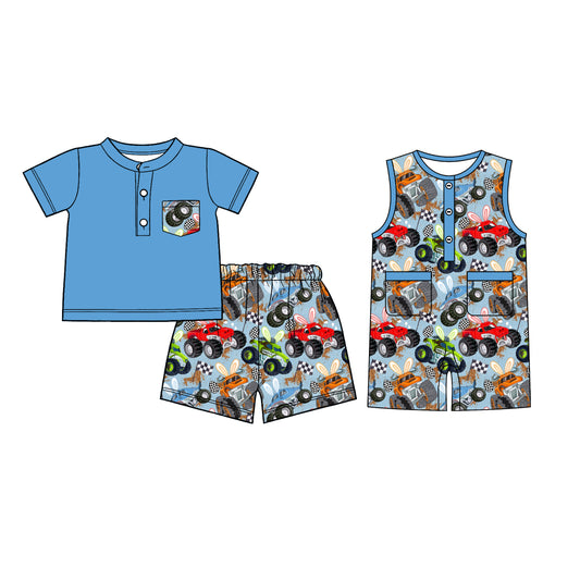 26.1.7 Custom MOQ:3 or 5 pcs each design milk silk Sibling baby boy clothes easter short sleeve shorts sets and romper