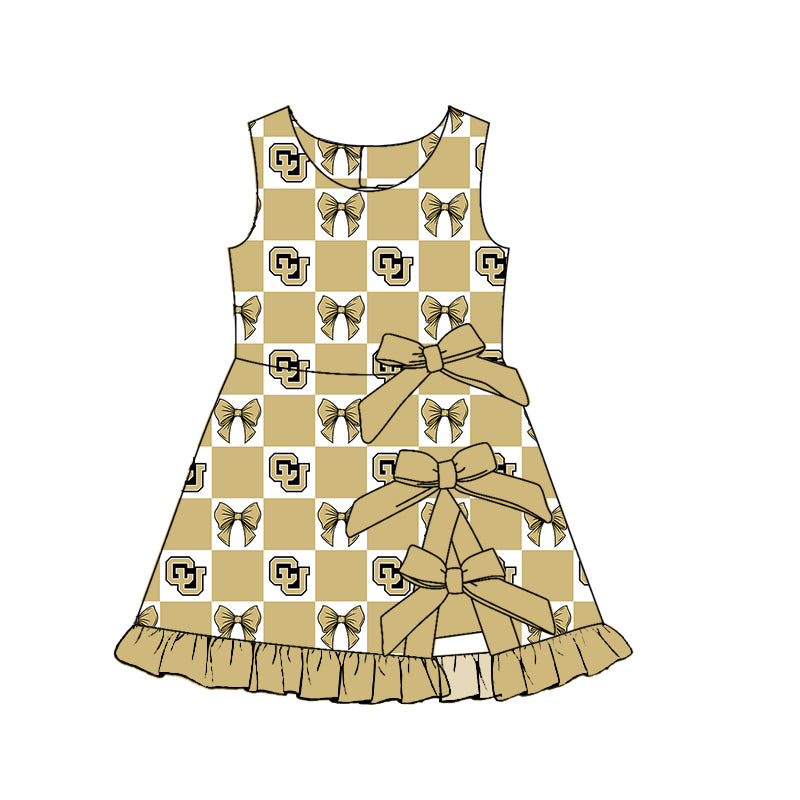 Custom Order Baby Girls Bows Bufaloes Team Short Knee Length Dress