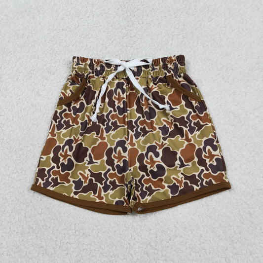 SS0673 Kids Baby Boy Olive Brown Ducks Camo Hunting Pockets Shorts Bottom