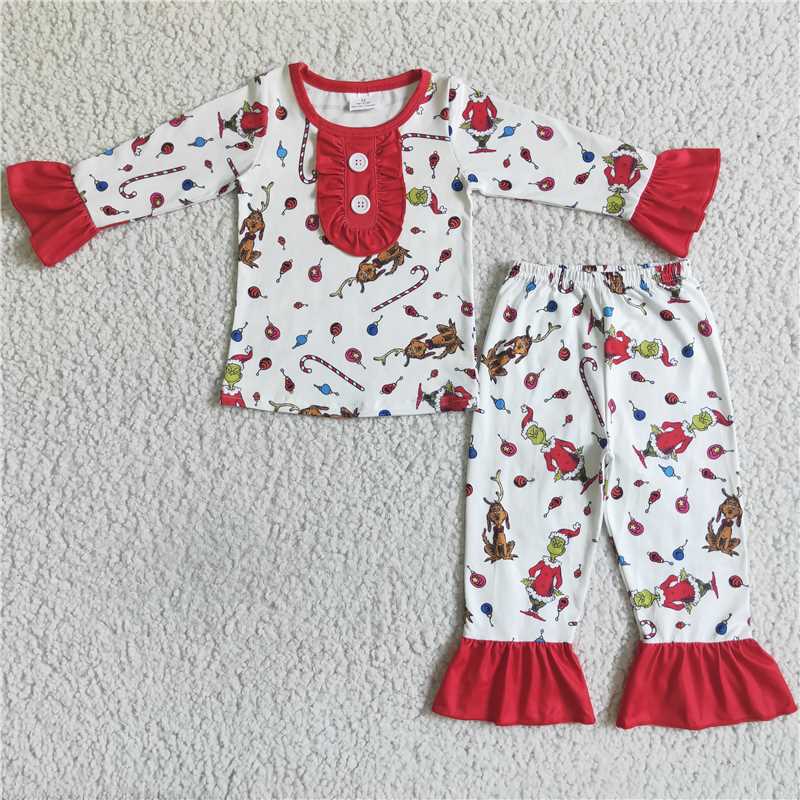 Sibling Baby Boys Girls Christmas Ruffle Holiday Pajamas Sets