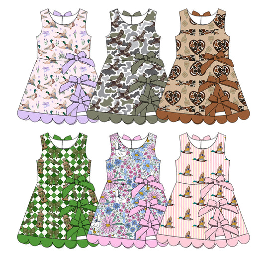 26.1.20 Custom (Moq 3 or 5) Sibling Baby Girl Sleeveless Bows Shorts Knee Length Dresses