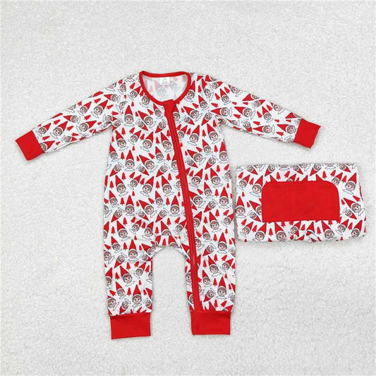 LR1168 Baby Infant Girls Red Shelf Zip Bamboo Ruffle Romper