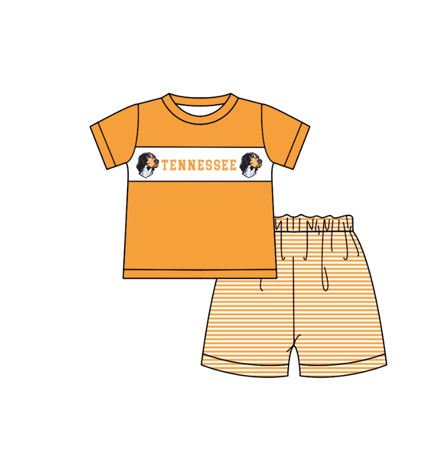 1.31 Custom Order Moq 3 Baby Boy Tennessee Orange Team Top Stripe Shorts Clothes Sets