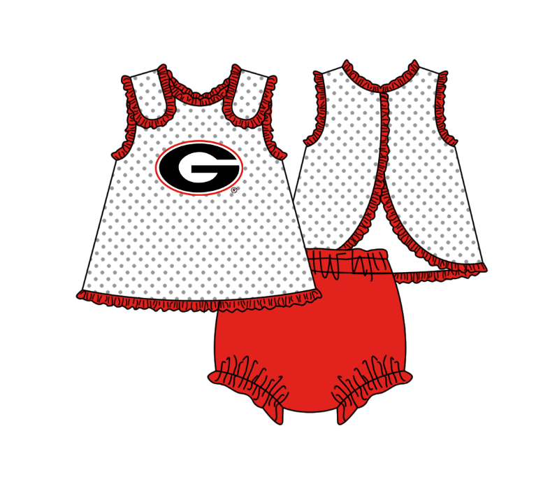 2.2 Custom Order Moq 3 Baby Girl Sleeveless G Polka Dots Tunic Bummies Team Clothes Sets