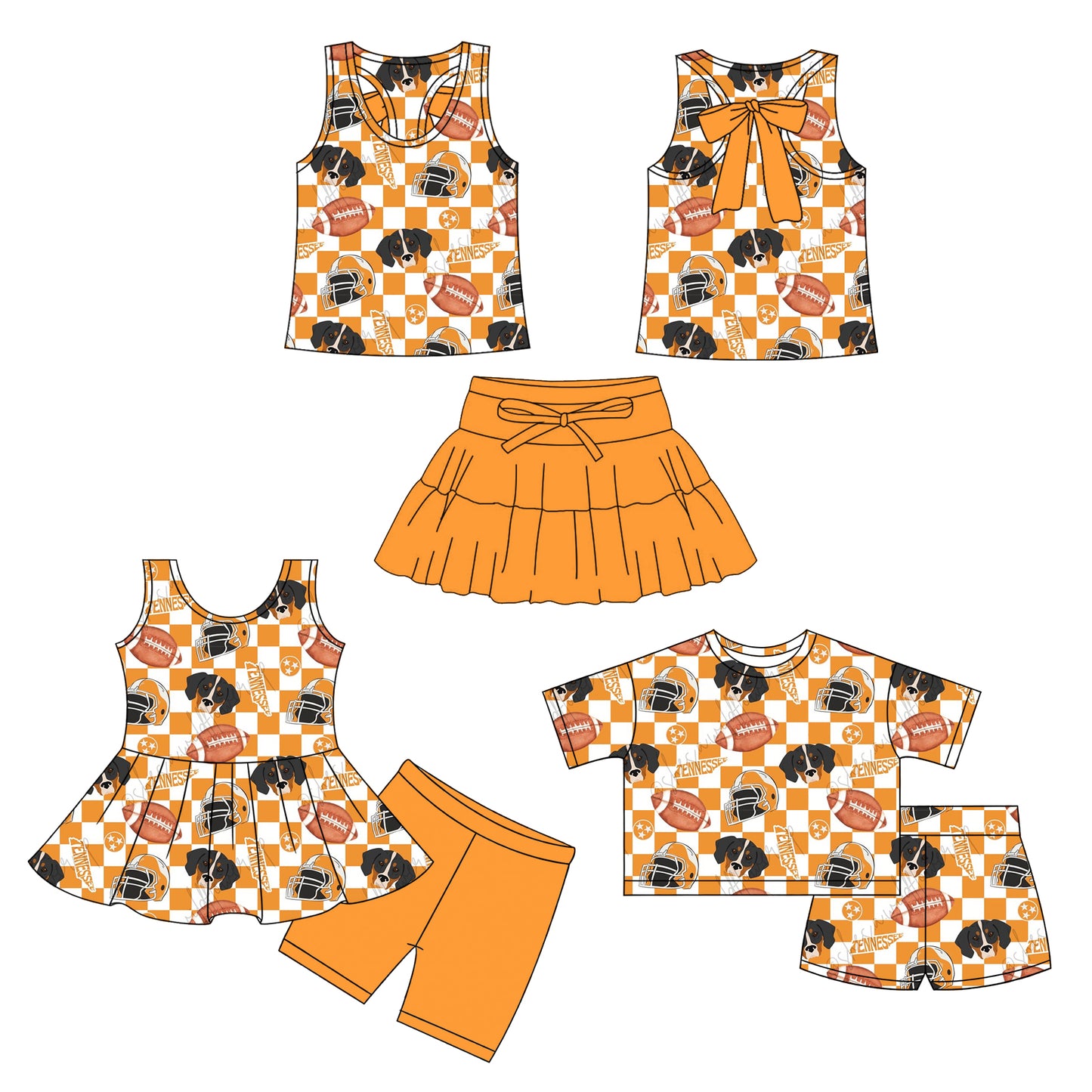 26.1.7 Custom MOQ:3 or 5 pcs each design milk silk Sibling baby girl clothes team short sleeve shorts sets 2 and skirts sets
