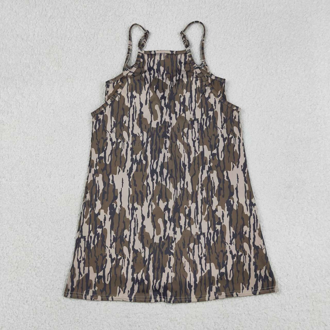 GSD2744 Adult Women Strap Southern Wood Camo Yoga Active Pockets Shorts Dresses